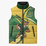 South Africa Rugby Custom Sleeveless Puffer Jacket Come On Springboks Mascot Sporty Style