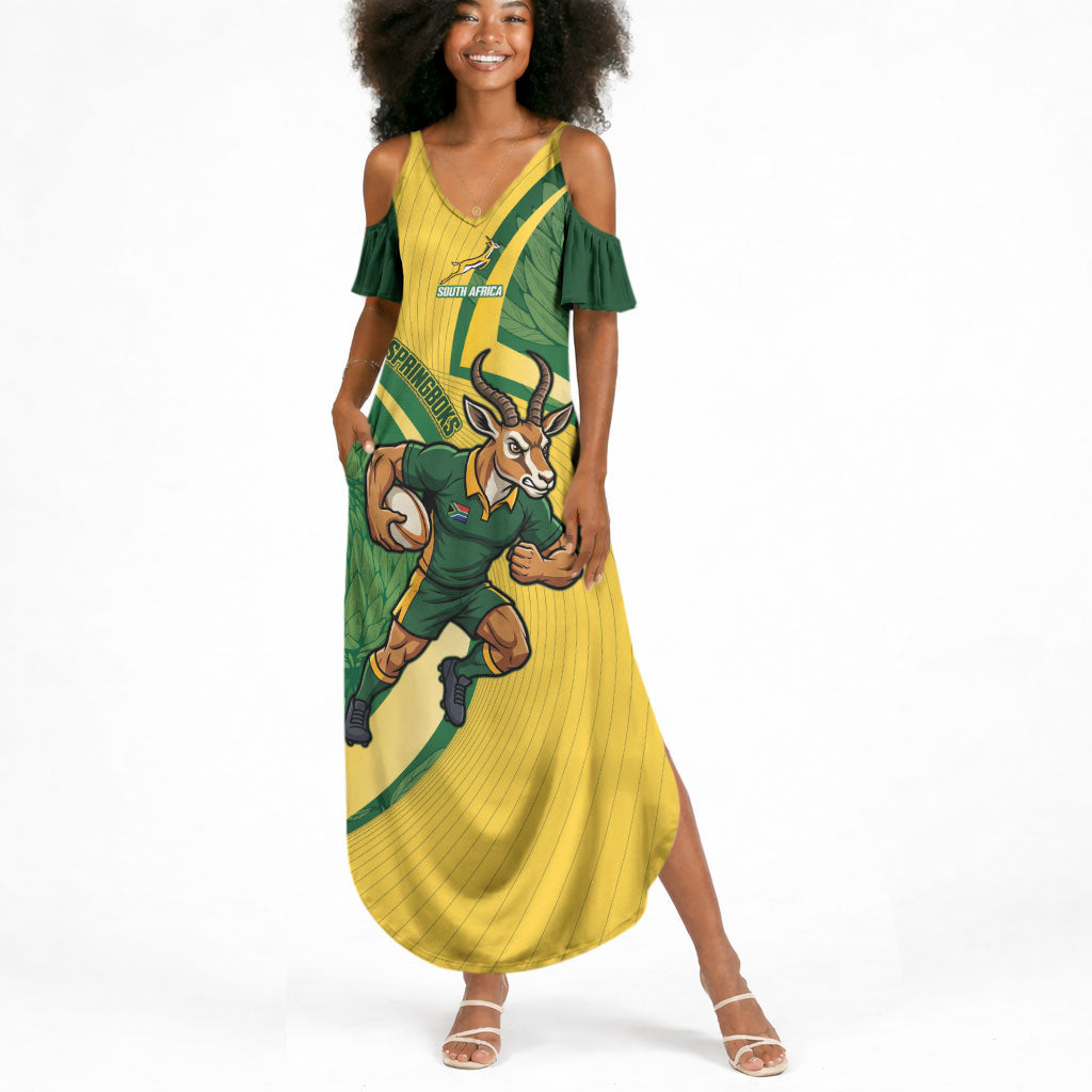 South Africa Rugby Custom Summer Maxi Dress Come On Springboks Mascot Sporty Style