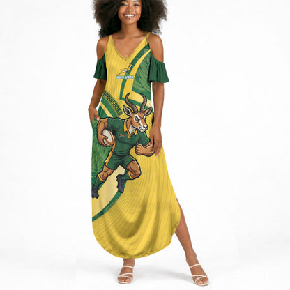 South Africa Rugby Custom Summer Maxi Dress Come On Springboks Mascot Sporty Style