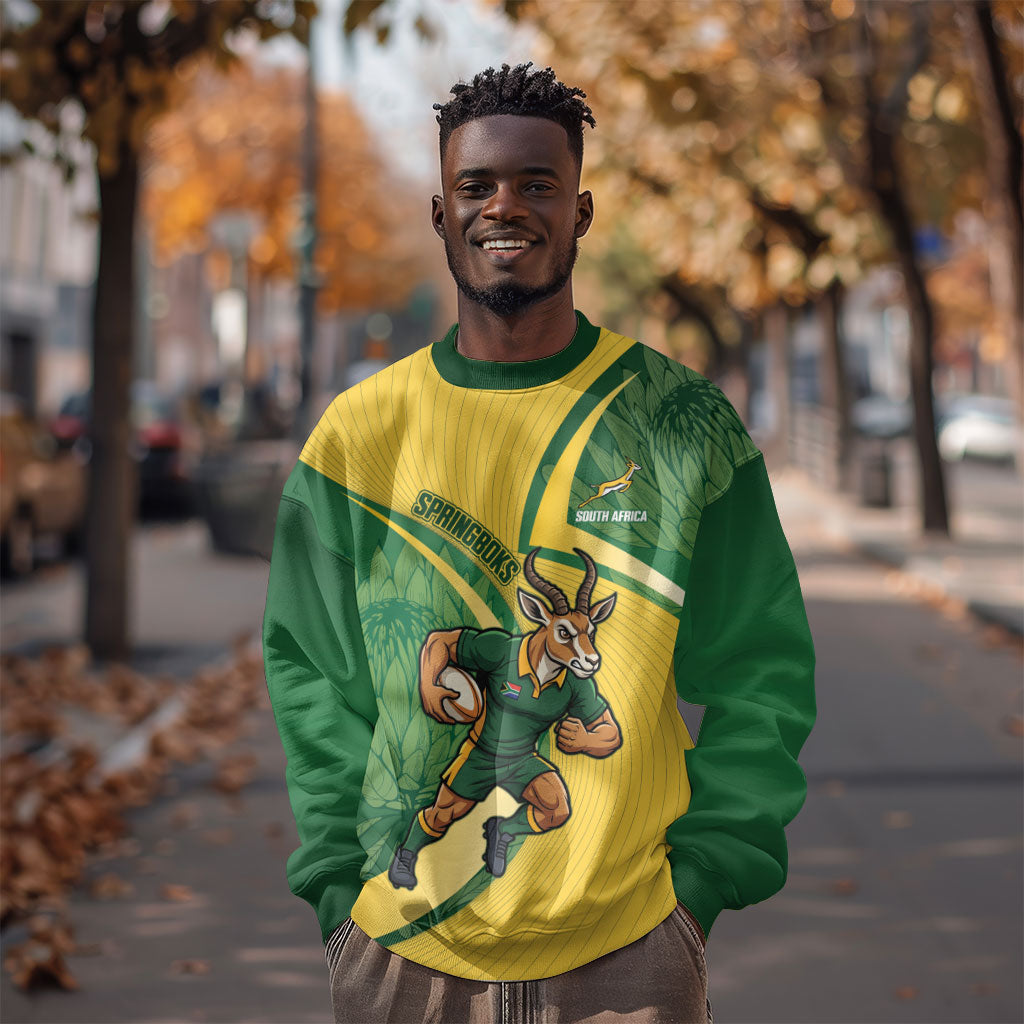 South Africa Rugby Custom Sweatshirt Come On Springboks Mascot Sporty Style