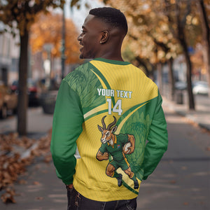 South Africa Rugby Custom Sweatshirt Come On Springboks Mascot Sporty Style