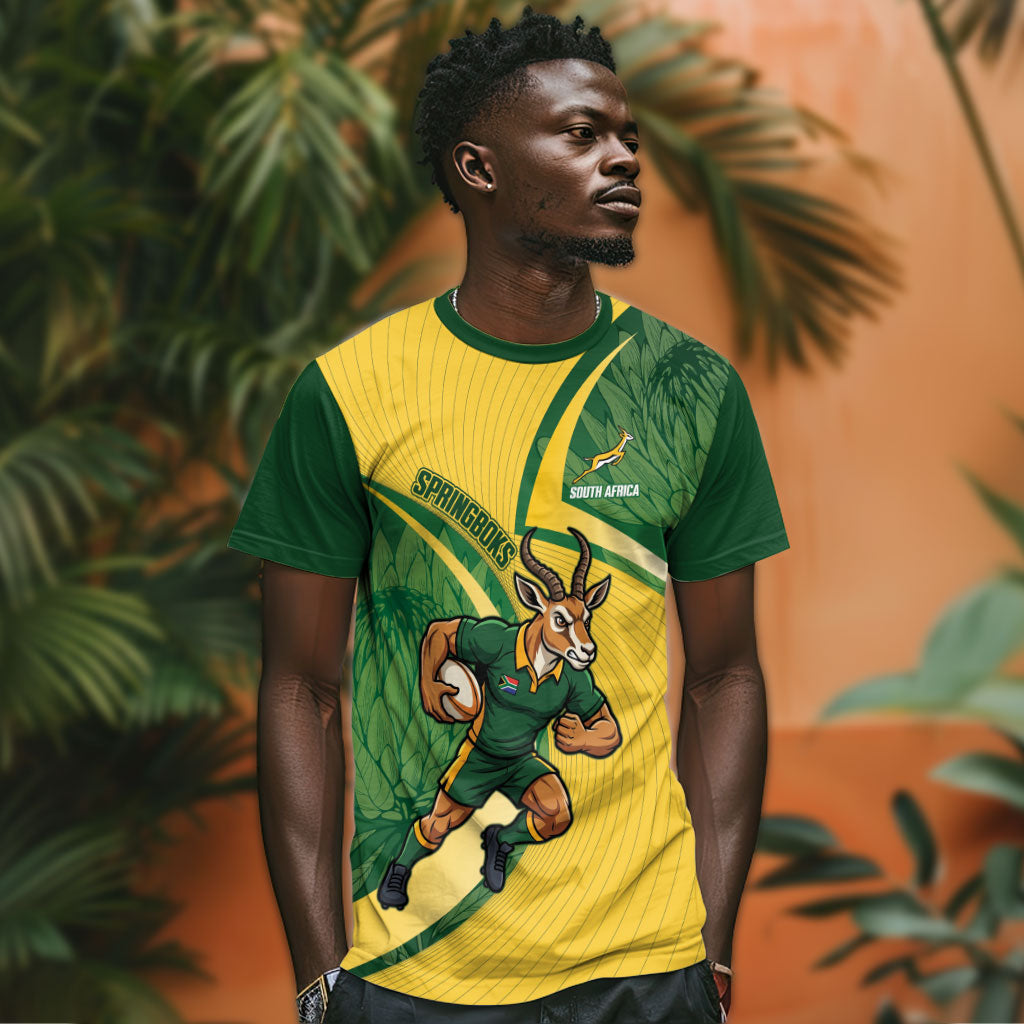 South Africa Rugby Custom T shirt Come On Springboks Mascot Sporty Style
