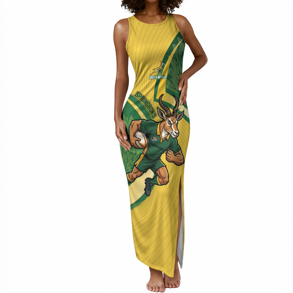 South Africa Rugby Custom Tank Maxi Dress Come On Springboks Mascot Sporty Style