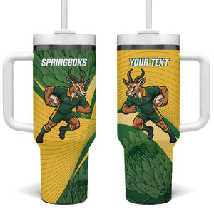 South Africa Rugby Custom Tumbler With Handle Come On Springboks Mascot Sporty Style