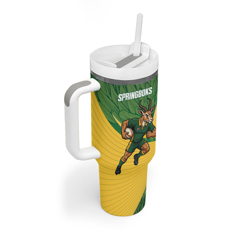 South Africa Rugby Custom Tumbler With Handle Come On Springboks Mascot Sporty Style