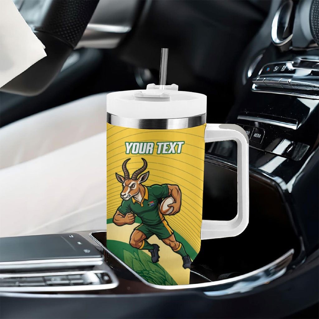 South Africa Rugby Custom Tumbler With Handle Come On Springboks Mascot Sporty Style