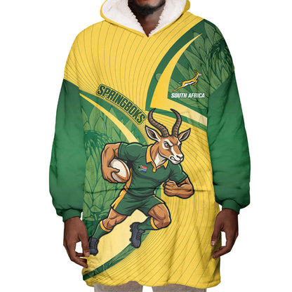 South Africa Rugby Custom Wearable Blanket Hoodie Come On Springboks Mascot Sporty Style