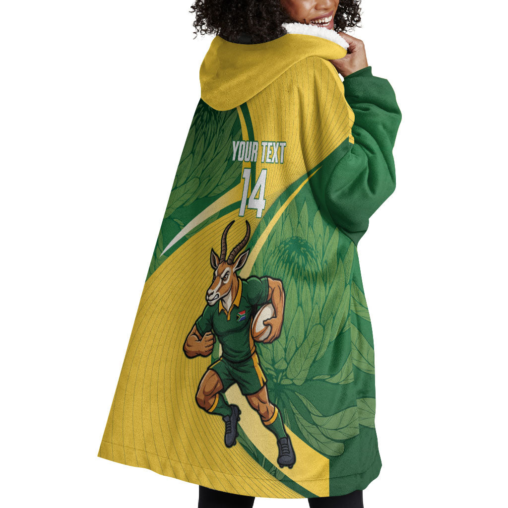 South Africa Rugby Custom Wearable Blanket Hoodie Come On Springboks Mascot Sporty Style