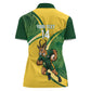 South Africa Rugby Custom Women Polo Shirt Come On Springboks Mascot Sporty Style