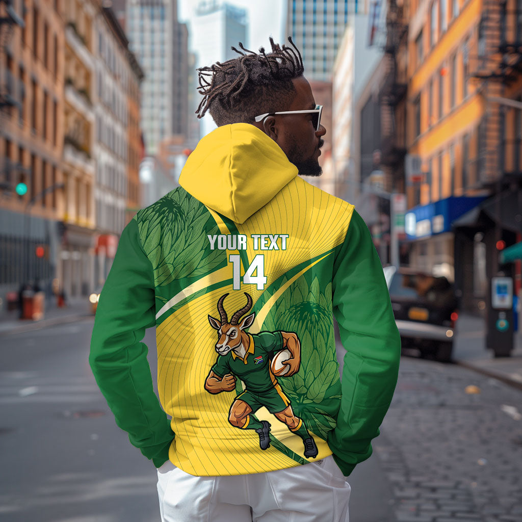 South Africa Rugby Custom Zip Hoodie Come On Springboks Mascot Sporty Style