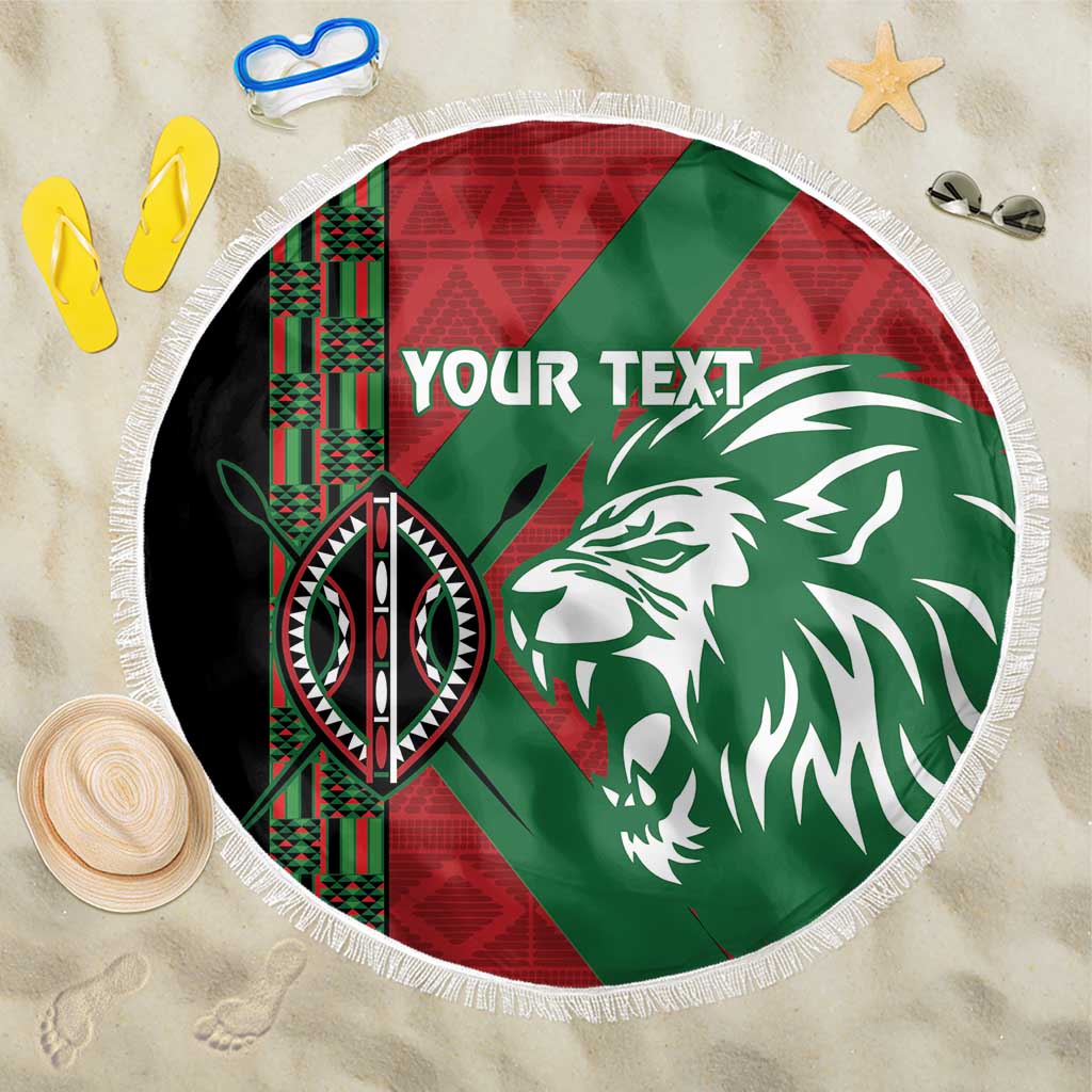 Afro Kenya Rugby Custom Beach Blanket Go Lionesses - African Pattern