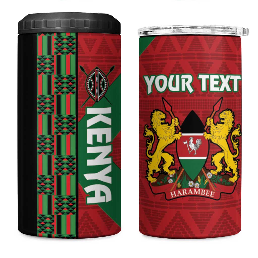 Afro Kenya Rugby Custom 4 in 1 Can Cooler Tumbler Go Lionesses - African Pattern