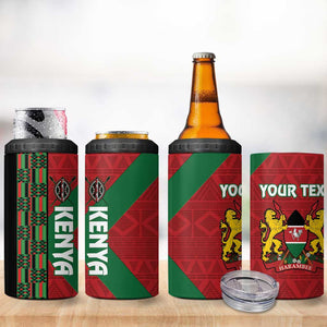 Afro Kenya Rugby Custom 4 in 1 Can Cooler Tumbler Go Lionesses - African Pattern