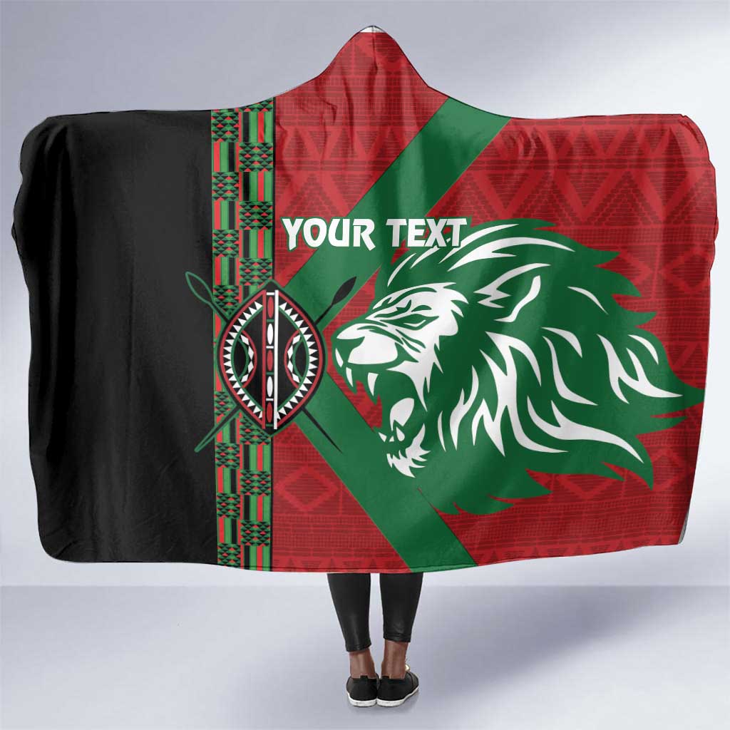 Afro Kenya Rugby Custom Hooded Blanket Go Lionesses - African Pattern