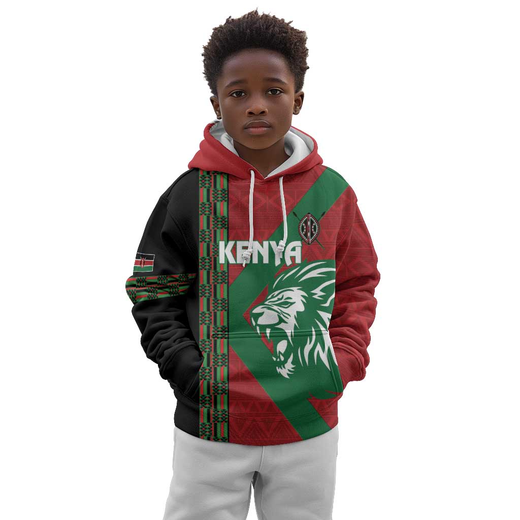 Afro Kenya Rugby Custom Kid Hoodie Go Lionesses - African Pattern