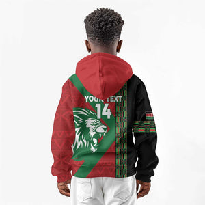 Afro Kenya Rugby Custom Kid Hoodie Go Lionesses - African Pattern