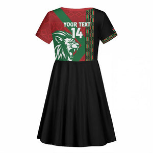 Afro Kenya Rugby Custom Kid Short Sleeve Dress Go Lionesses - African Pattern