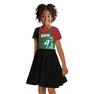 Afro Kenya Rugby Custom Kid Short Sleeve Dress Go Lionesses - African Pattern