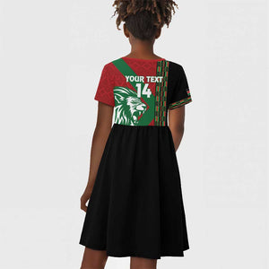 Afro Kenya Rugby Custom Kid Short Sleeve Dress Go Lionesses - African Pattern