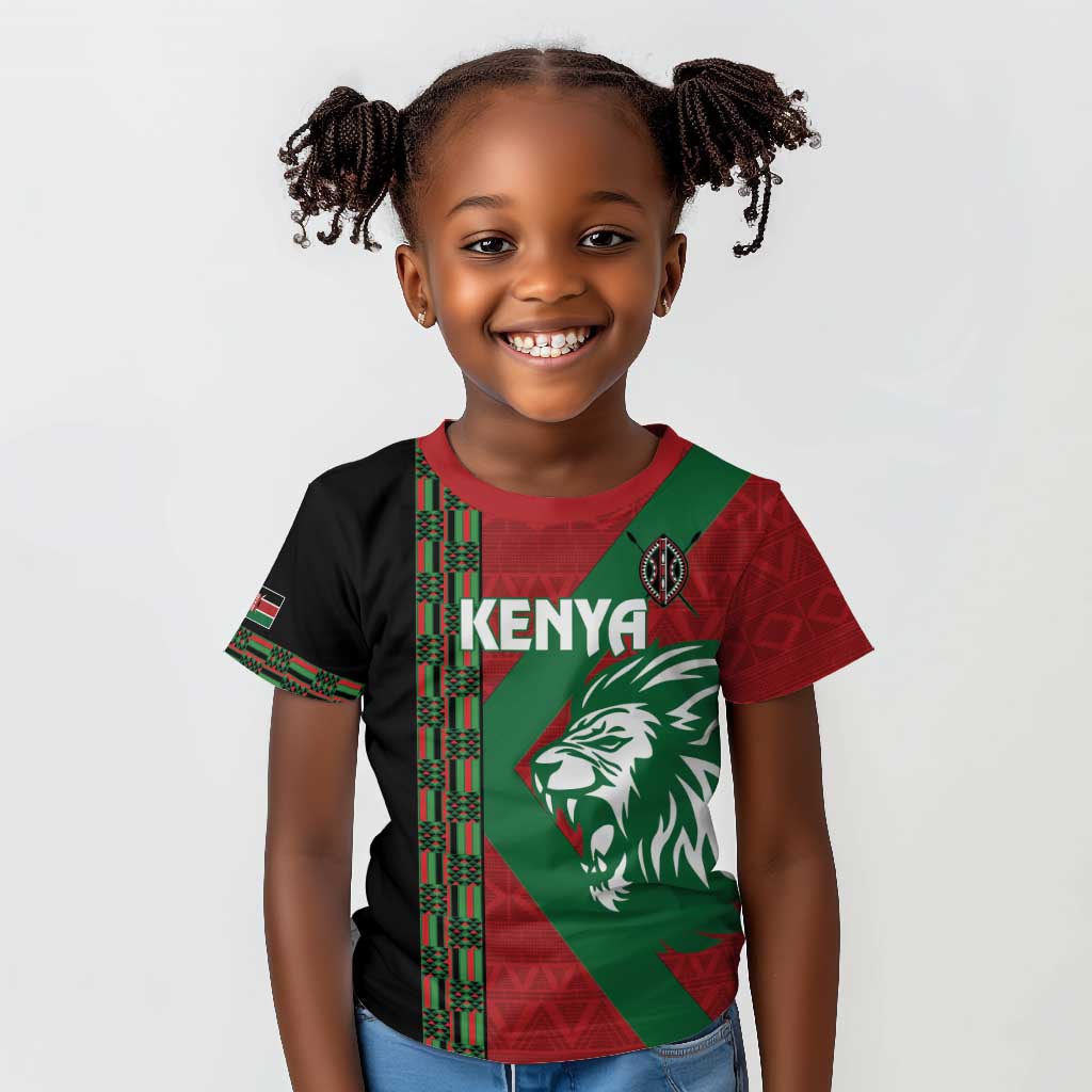 Afro Kenya Rugby Custom Kid T shirt Go Lionesses - African Pattern