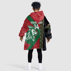 Afro Kenya Rugby Custom Kid Wearable Blanket Hoodie Go Lionesses - African Pattern