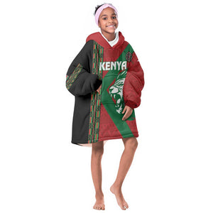 Afro Kenya Rugby Custom Kid Wearable Blanket Hoodie Go Lionesses - African Pattern