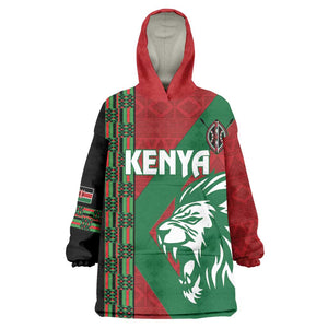 Afro Kenya Rugby Custom Kid Wearable Blanket Hoodie Go Lionesses - African Pattern