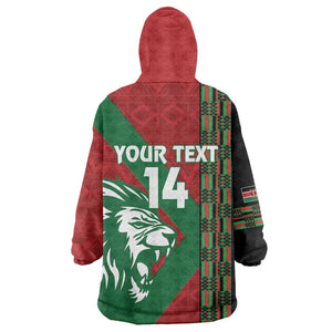 Afro Kenya Rugby Custom Kid Wearable Blanket Hoodie Go Lionesses - African Pattern