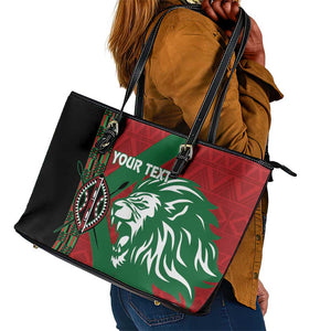 Afro Kenya Rugby Custom Leather Tote Bag Go Lionesses - African Pattern