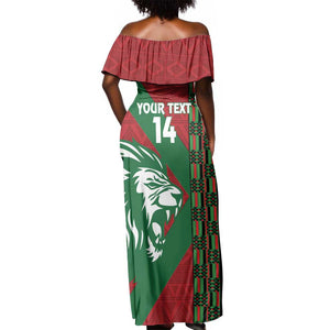 Afro Kenya Rugby Custom Off Shoulder Maxi Dress Go Lionesses - African Pattern