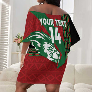 Afro Kenya Rugby Custom Off Shoulder Short Dress Go Lionesses - African Pattern