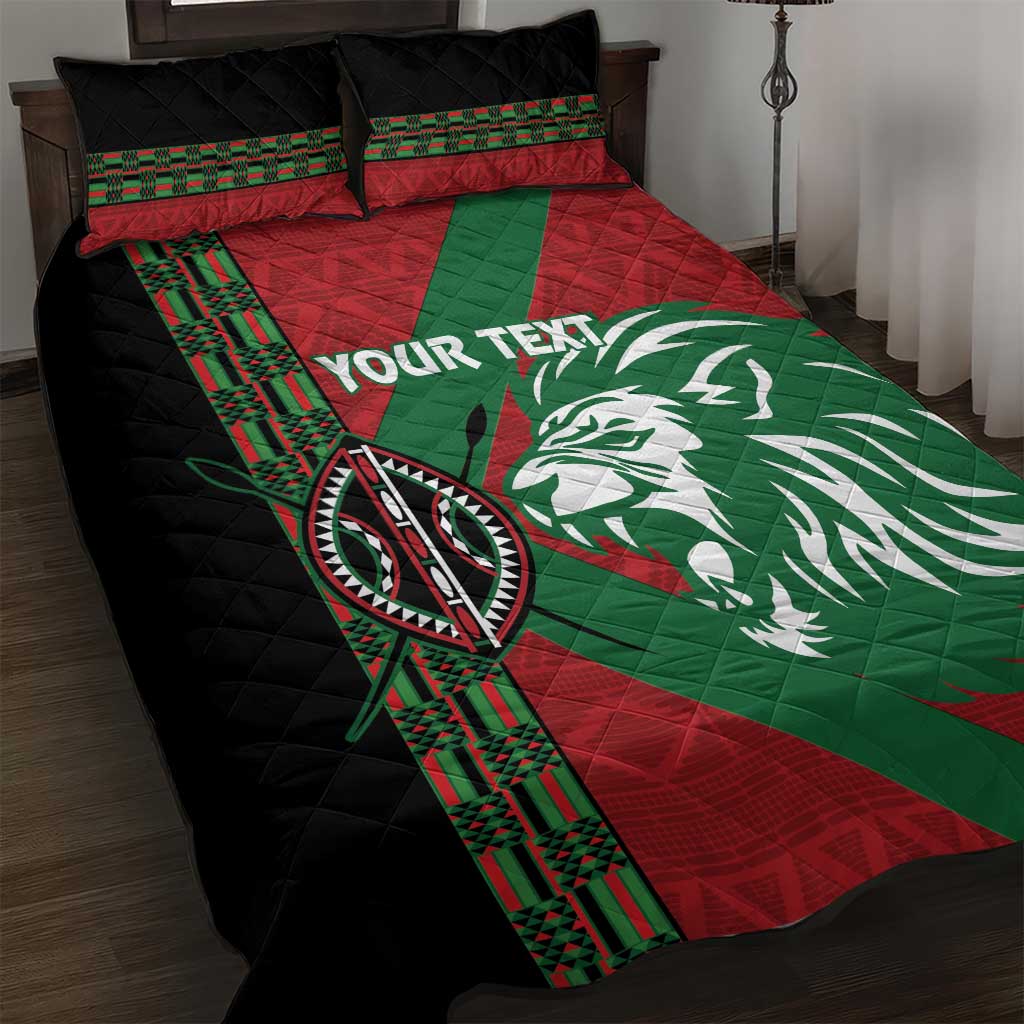 Afro Kenya Rugby Custom Quilt Bed Set Go Lionesses - African Pattern