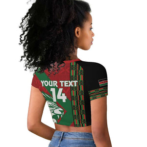 Afro Kenya Rugby Custom Raglan Cropped T shirt Go Lionesses - African Pattern