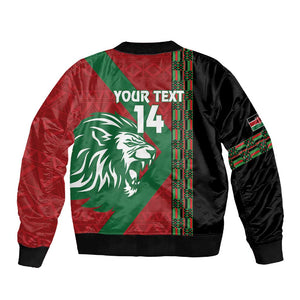 Afro Kenya Rugby Custom Sleeve Zip Bomber Jacket Go Lionesses - African Pattern