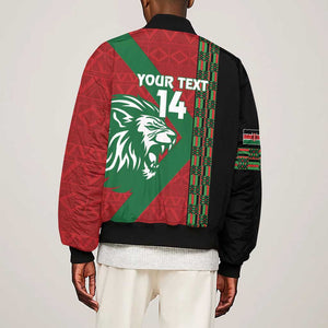 Afro Kenya Rugby Custom Sleeve Zip Bomber Jacket Go Lionesses - African Pattern