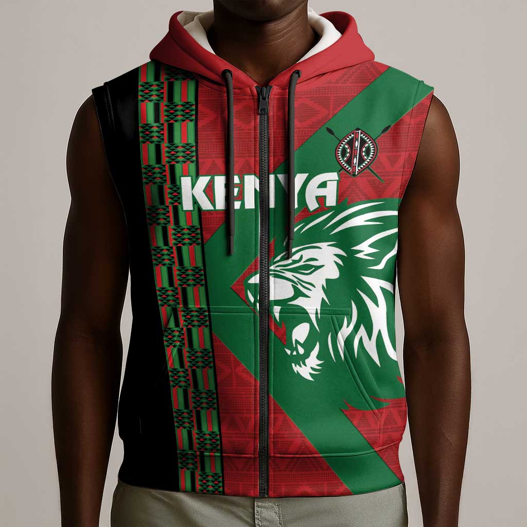 Afro Kenya Rugby Custom Sleeveless Zip Hoodie Go Lionesses - African Pattern - African Pride
