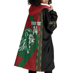 Afro Kenya Rugby Custom Wearable Blanket Hoodie Go Lionesses - African Pattern