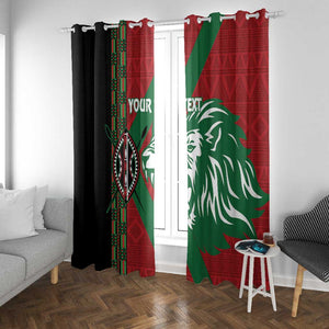 Afro Kenya Rugby Custom Window Curtain Go Lionesses - African Pattern