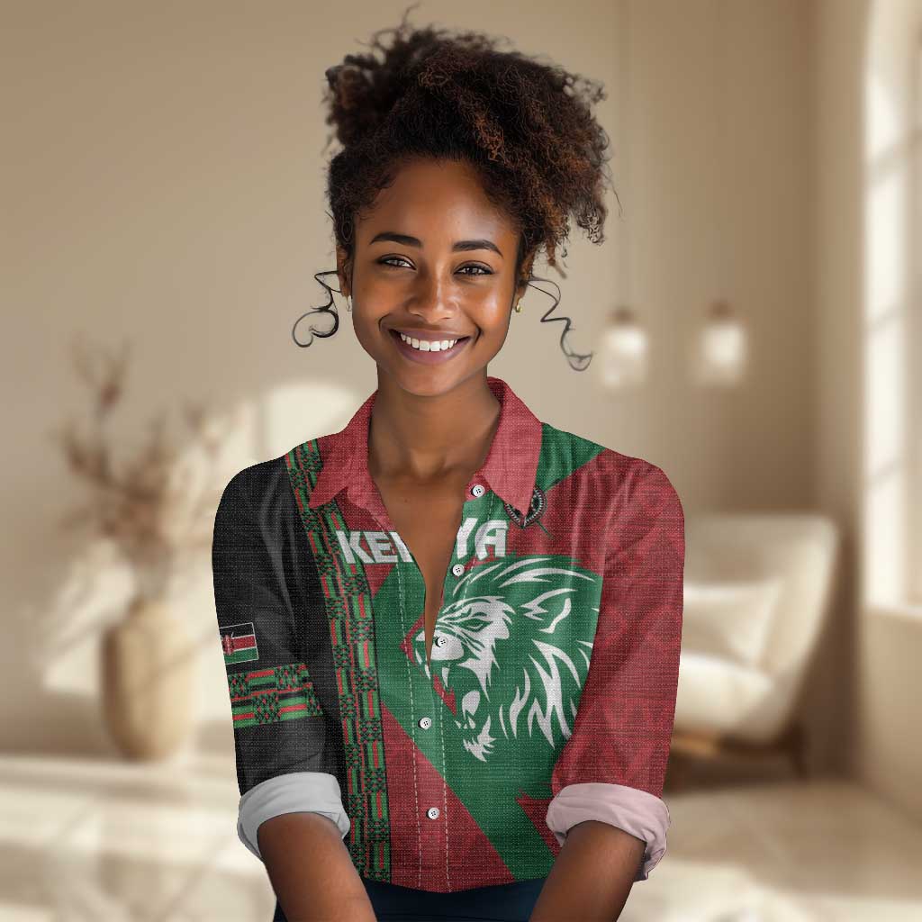 Afro Kenya Rugby Custom Women Casual Shirt Go Lionesses - African Pattern