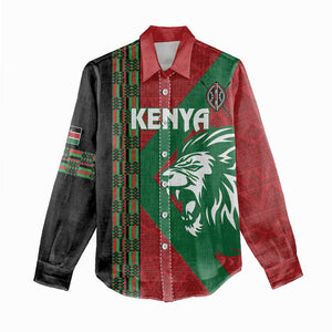 Afro Kenya Rugby Custom Women Casual Shirt Go Lionesses - African Pattern