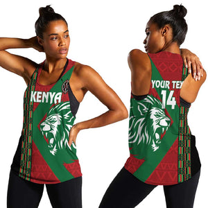 Afro Kenya Rugby Custom Women Racerback Tank Go Lionesses - African Pattern