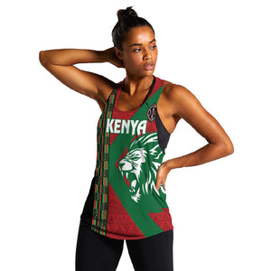 Afro Kenya Rugby Custom Women Racerback Tank Go Lionesses - African Pattern