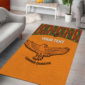 Custom Zambia Football Area Rug Copper Queens Kente Pattern