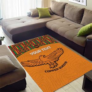 Custom Zambia Football Area Rug Copper Queens Kente Pattern