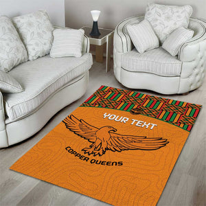 Custom Zambia Football Area Rug Copper Queens Kente Pattern