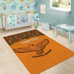 Custom Zambia Football Area Rug Copper Queens Kente Pattern