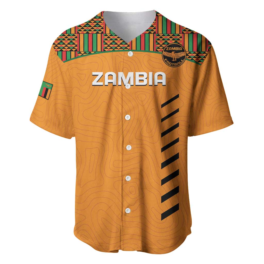 Custom Zambia Football Baseball Jersey Copper Queens Kente Pattern