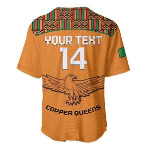 Custom Zambia Football Baseball Jersey Copper Queens Kente Pattern