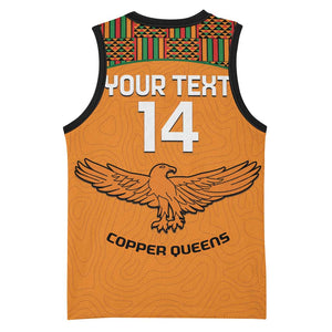 Custom Zambia Football Basketball Jersey Copper Queens Kente Pattern LT14