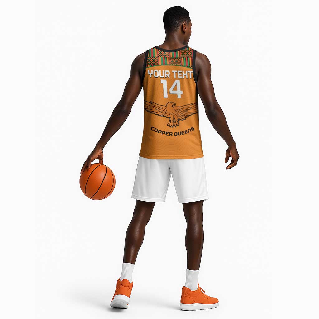 Custom Zambia Football Basketball Jersey Copper Queens Kente Pattern LT14